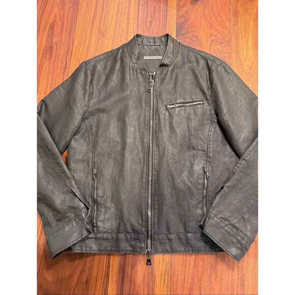 John Varvatos Men's Black Full Zip Linen Cotton Bomber Jacket Size 50 - Picture 1 of 12